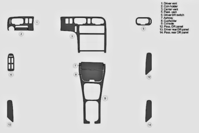 だんページ FOR MAZDA 626 1993-1994 WOOD ALUMIN CARBON DASH TRIM KIT INTERIOR