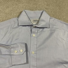 Charles Tyrwhitt Shirt Mens 15 35 Blue Slim Fit Geometric Cotton Dress Formal