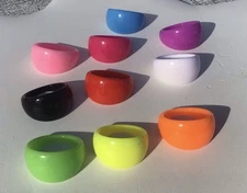 Chunky Plastic Resin Lucite Ring  FREE SHIPPING Pop Of Color! Retro Hippie Mod