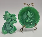 Vtg Mosser Glass Pee Wee Clown B Green Milk Matching All the World Plate
