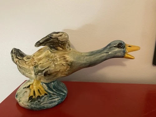 RARE Vintage Stangl Pottery Duck Figurine #3432 Running Duck, 10″ Long