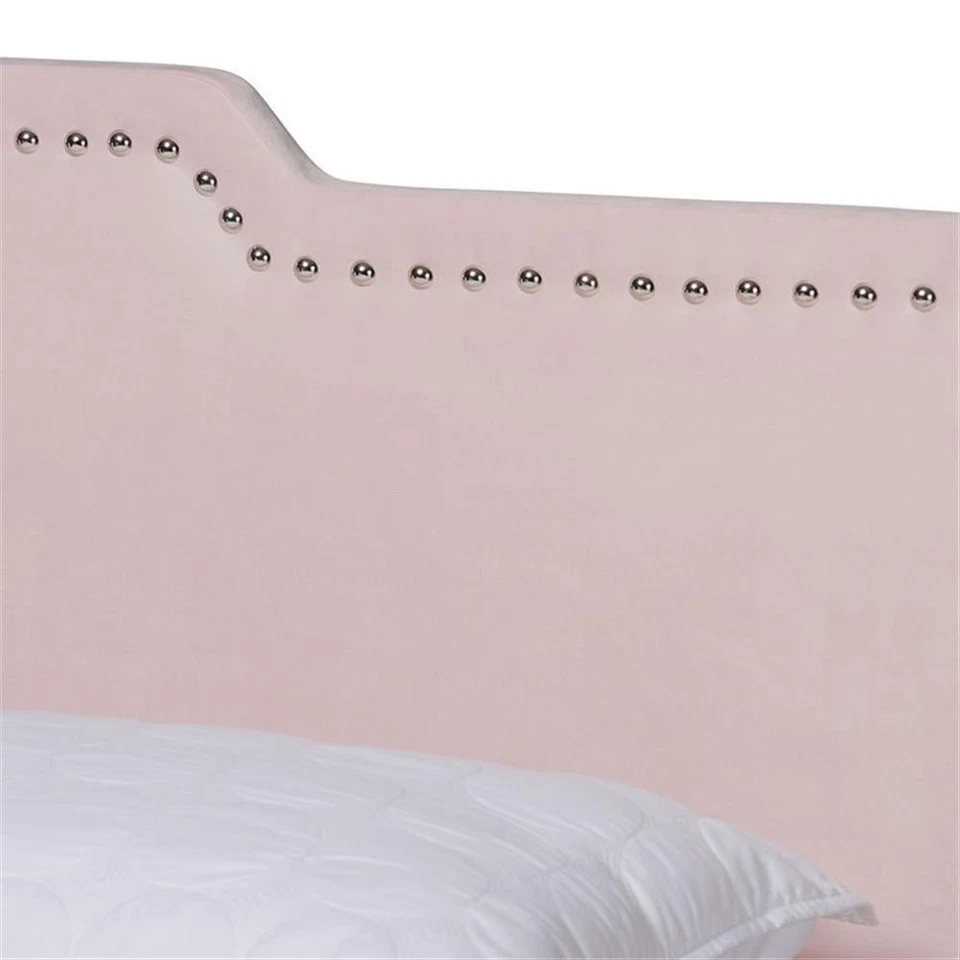 Baxton Studio Benjen Glam Rosa Claro Tapizado Queen Size Panel Cama Foto 4 de 4