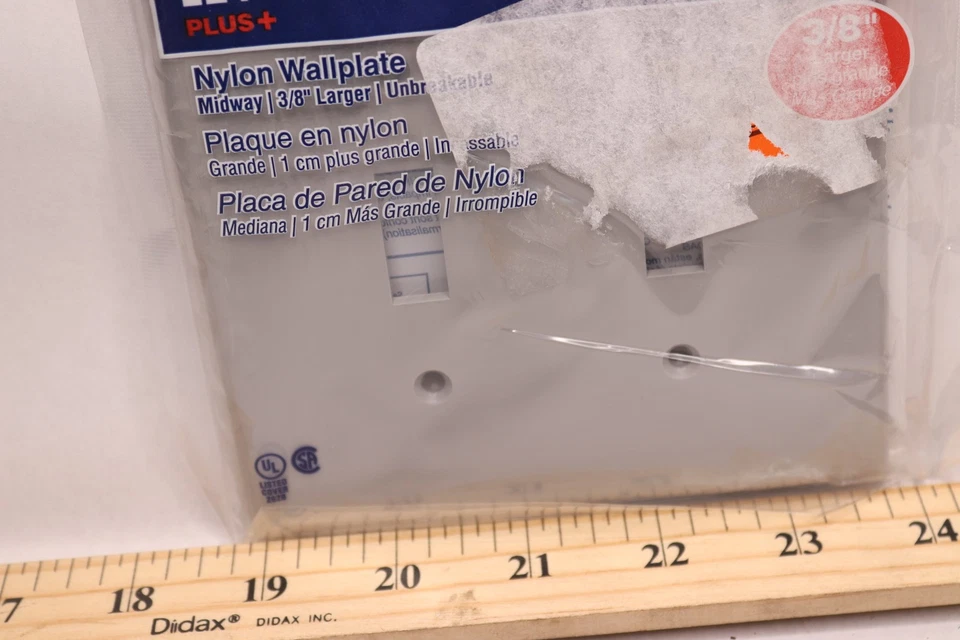 Interruptor de luz de palanca de placa de pared Leviton gris nailon 2 velocidades 4,88" de alto x 4,94" de ancho Foto 3 de 4