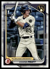 COOPER PRATT 2024 BOWMAN PROSPECTS RC MILWAUKEE BREWERS #BP-137 1ST BOWMAN