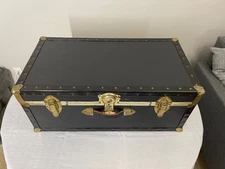 Vintage 1950s Steamer Trunk Long Lock T-92LL Brass Hardware 30.5"x16.5"x12.75"