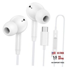 USB C Wired Earbuds Ear Buds for iPhone 17 16 Pro Max 16e 16 Plus 16Pro White