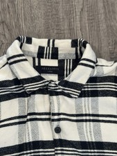 All saints Shacket Check White Black Flannel Over Shirt Jacket Large