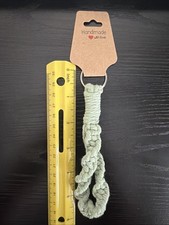Green Macrame Wristlet, Boho Keychain Accessory, Wristlet, Handmade