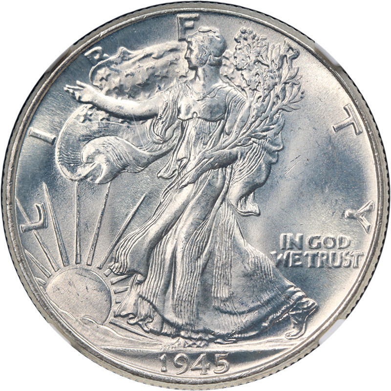 1945-P Walking Liberty Half NGC MS66 Blast White Gem Strong Strike