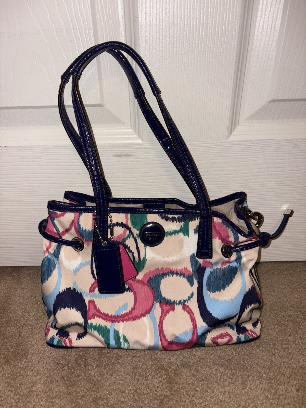 Coach Handbag Multicolor IKAT Carryall 2013 Pink Blue 2 Hangtags FOB Patent