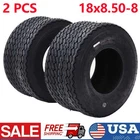 2 Pack 18x8.50-8 Lawn Mower Tires 18x8.50x8 4Ply Turf Tractor Tire Heavy Duty