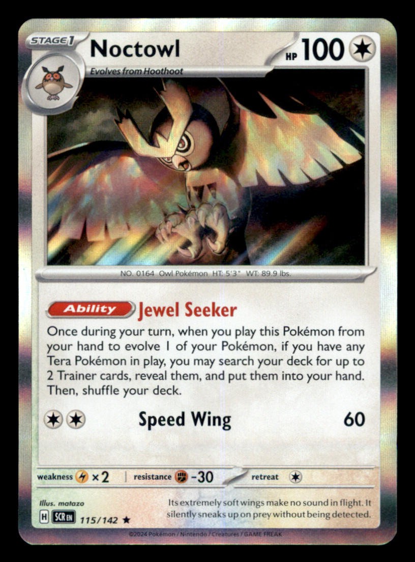 Noctowl Reverse Holofoil Rare SV07: Stellar Crown 115/142 NM
