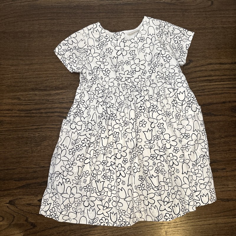 hanna andersson Short Sleeve Dress Sz 5 Flowers Cotton Casual Summer  Pockets