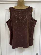 M&S Marks & Spencer dark chocolate sparkle sleeveless vest top size 20 NEW