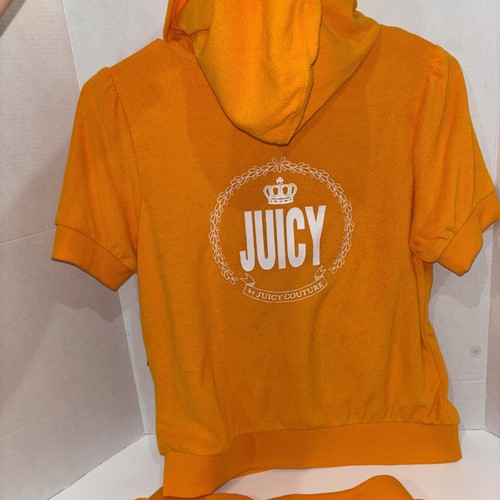 Juicy Couture French Terry 2 Pc. Set Girls Size 14 Orange Jacket & Shorts - Picture 8 of 10