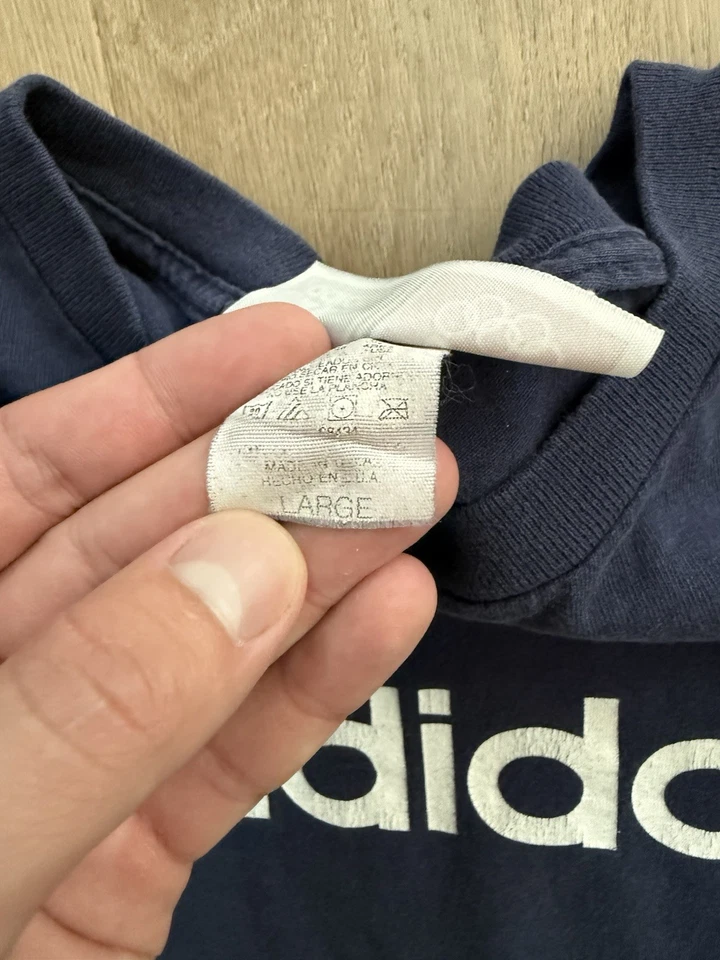 复古阿迪达斯 1968 年奥运会长袖 T 恤男式 L 码蓝色 — 第 4/4 张图片