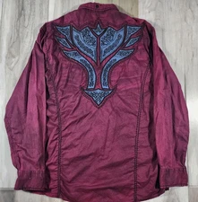 ROAR Signature Shirt Red Embroidered Western Cowboy 2XL Button Up Long Sleeve 