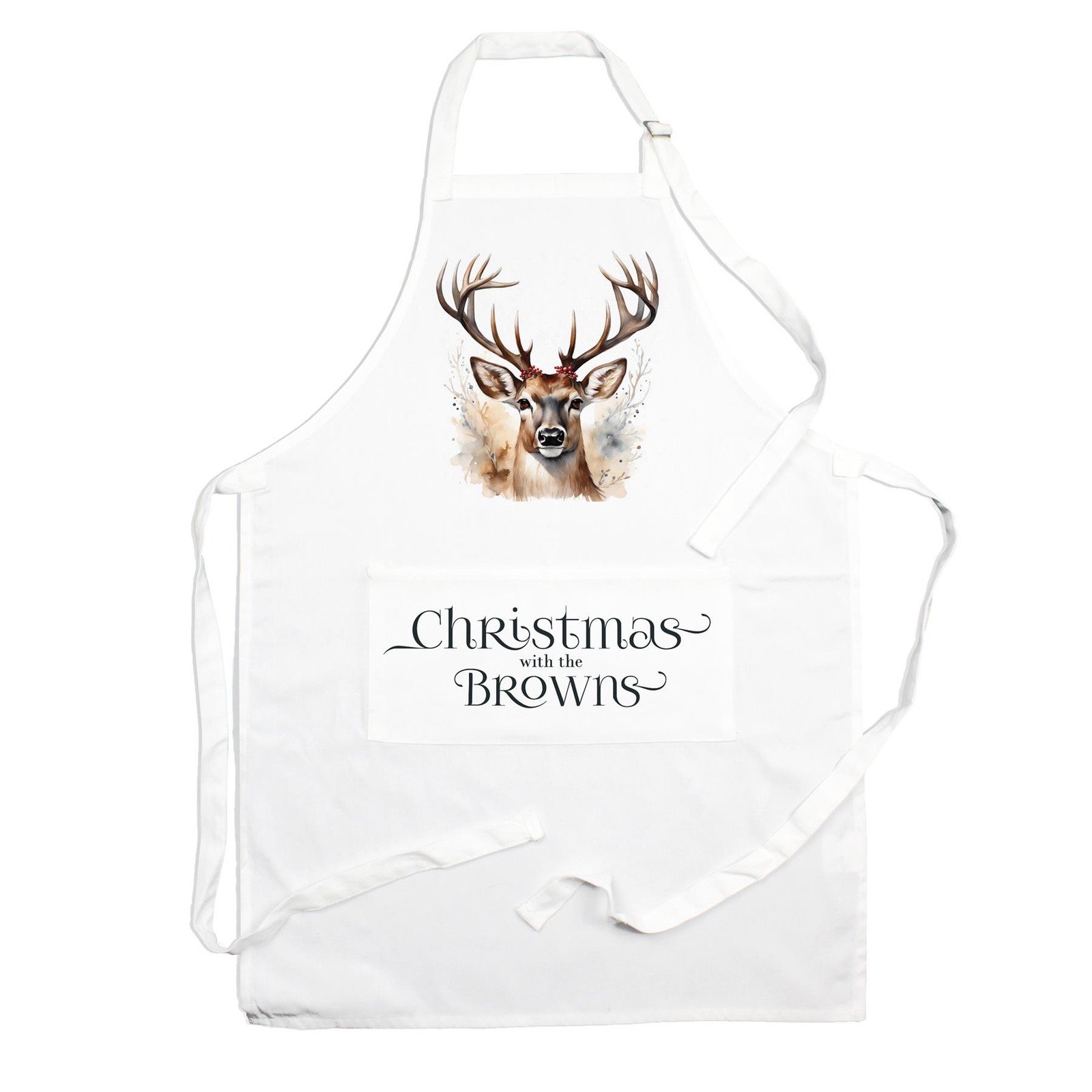 Personalised Festive Stag Christmas Apron - Kitchen Cooking & Baking Gift