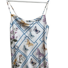 NWT Socialite Women's White Butterfly Stamp Floral Cowl Neck Midi Slip Dress Med