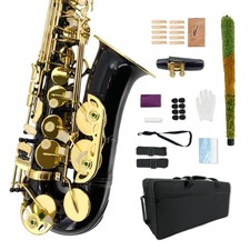 New Black Alto Saxophone Eb Flat Sax Brass Instrument with Case  Accessories