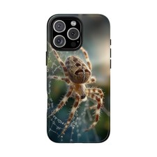 For iPhone / Galaxy / Pixel   Brown Spider Wet Dew Web Phone Case