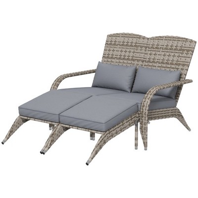 High-Back Outdoor Lounge Chair for Porch 45.25x32.25x35.5in with Footrests