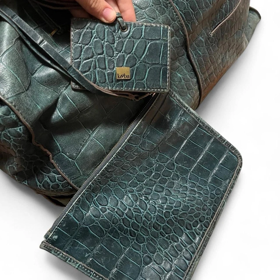 Dark Green Alligator Crocodile Leather Tote Bag by Kooba Travel Bag - Image 3 of 4
