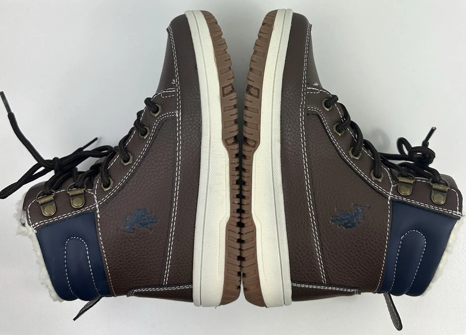 Niños US Polo Assn Marrón Azul Niños Zapatos Botas Talla 1M Foto 3 de 4
