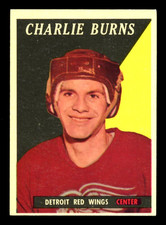 1958-59 TOPPS NHL HOCKEY #43 Charlie Burns Rookie NM DETROIT RED WINGS RC Card