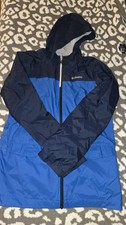 Columbia Boys Lightweight Windbreaker Rain Jacket Blue Hood Y Large 14/16