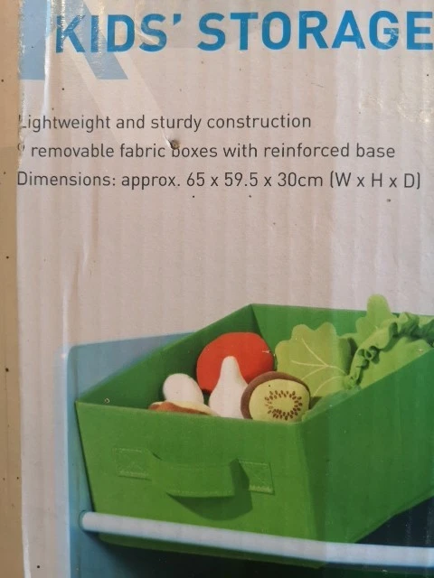 Kids Storage Shelves With 9 Removable Fabric Boxes And Pirate Themed Sides - Image 3 of 4