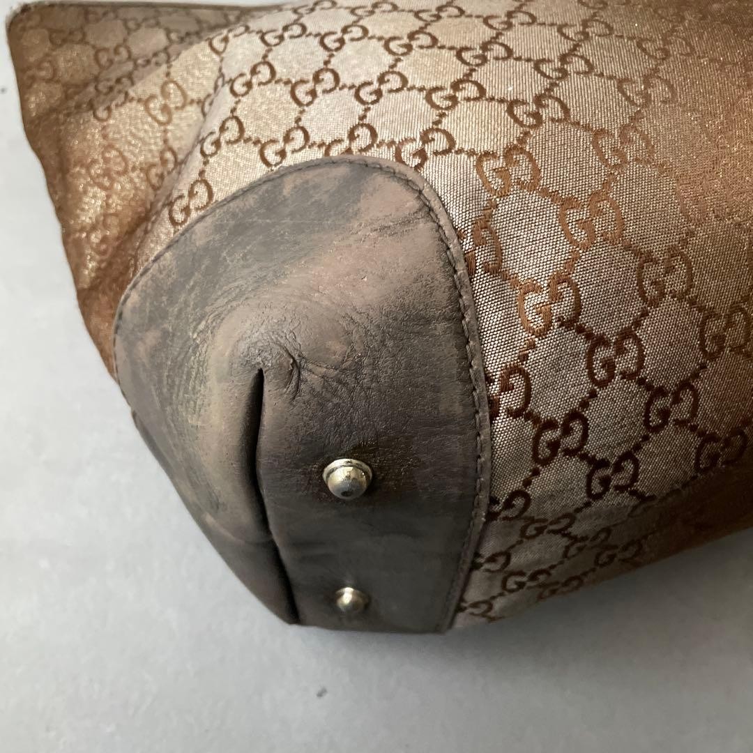 GUCCI Canvas Leather Tote Bag GG Brown C-260113-4 thumbnail 9