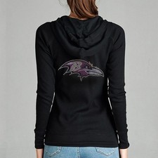 Baltimore Ravens Rhinestone Full Zip Hoodie Sweatshirt