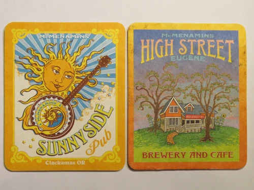 Beer COASTER ~ McMENAMINS High Street Brewery & Sunnyside Pub ~ OREGON Locations
