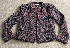  620 IRO Weird Jacket Tweed Collarless Blazer in Candy Pink Multi Color 34 Or 2
