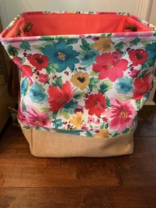 Pioneer Woman Vintage Floral Canvas Hamper with Handles 20x18x14 Breezy Blossom