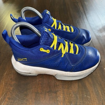 Under Armour Curry 3Zero Royal Blue/Yellow Basketball Shoes Youth Size 3.5