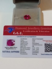 NATURAL EARTH MINED GGL CERTIFIED GEM TESTED HEATED OVAL PINK SAPPHIRE 6.02 CTS.