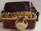 Leica II D Luftwaffe N copy gold wood in leather case (FED-Zorki copy)