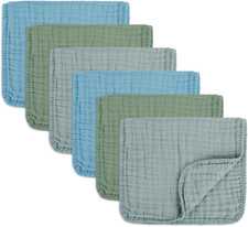 Muslin Burp Cloths Soft and Breathable Burp Cloths Baby Boy 6 Pack 10X20 Inches