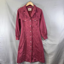Levi's x GANNI Denim Dress Womens Small Burgundy Button Front Long Sleeve Midi