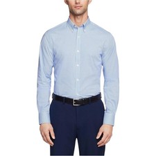 Tommy Hilfiger Men's Regular Fit Dress Shirt Medium 15 in 34-35 Blue Plaid