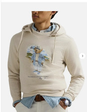 Polo Ralph Lauren Medium Cream POLO BEAR Cotton Hoodie Sweatshirt NWT MEDIUM M