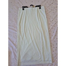 A New Day Cream Eyelet Lace Maxi Skirt Size 10 Side Slit Boho Cottagecore New