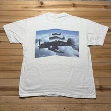 Vintage 90s Y2K US Navy VF-53 Blue Knights F4U Corsair WWII Fighter Shirt XL