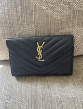 YSL Crossbody Wallet Shoulder Clutch Bag colour Black Use Good Condition
