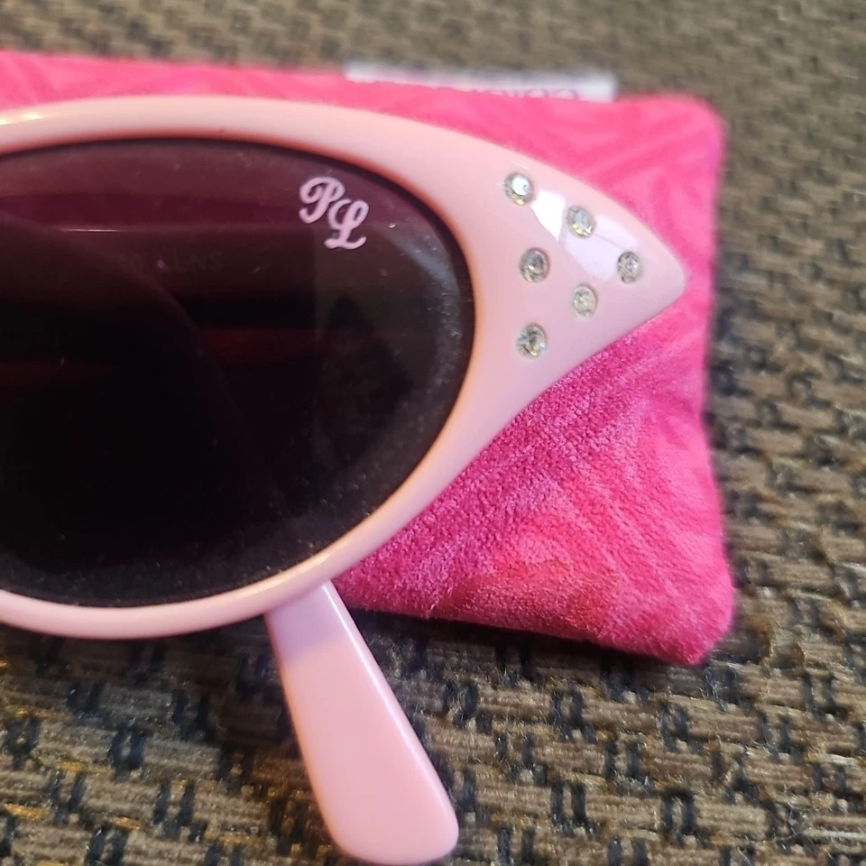 Gafas de sol nostálgicas rosa estrás damas mujeres con estuche suave color cad UV400 Foto 2 de 4