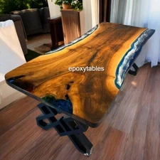 72"x36" Ocean epoxy resin river table, modern epoxy live edge furniture for home