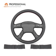 Mewant Black Real Leather Steering Wheel Cover For Chevrolet Silverado 2003-2007