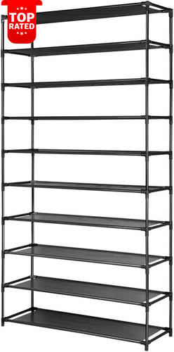 Black Shoe Rack 18 Pair Storage Organizer Adjustable Cabinet Shelf